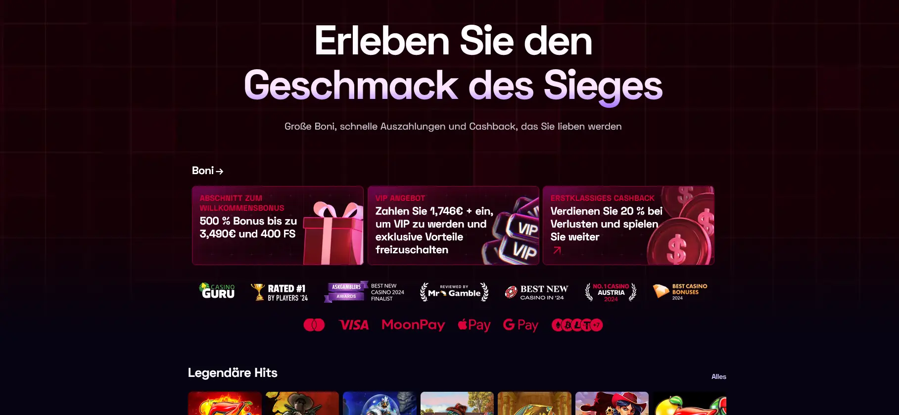 YBets Casino Startseite – Spiellobby mit über 8.000 Casinospielen